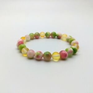 381MIDALANE Jade Stretch Bracelet with Iridescent Glass Beads